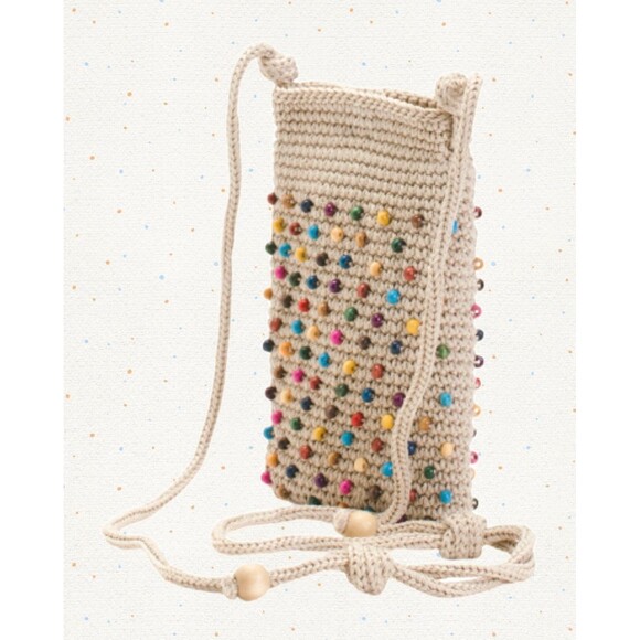 The SAK Josie Ecru Multi Color Beaded Mini Cross-body Crocheted Phone/Purse/Bag - Picture 1 of 5